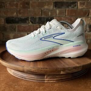 Brooks Glycerin Stealthfit 22 Women's 7 White Blue Road Running Shoes Sneakers